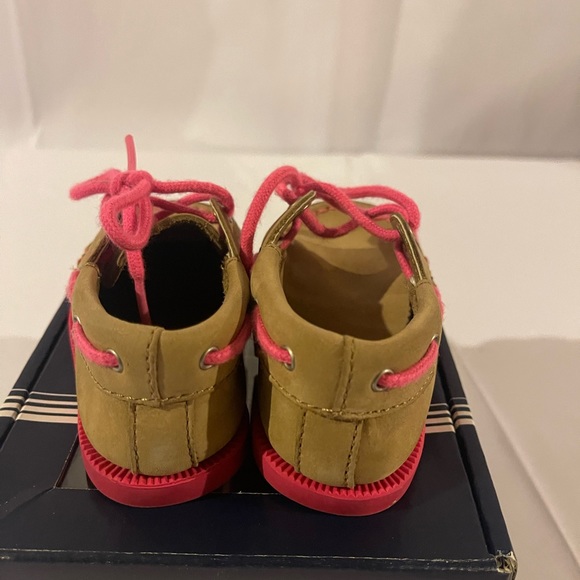 Sperry Top-Sider® Kids 'Authentic Original' Crib Shoe Linen/Pink (Baby) Size 4M - Picture 6 of 7